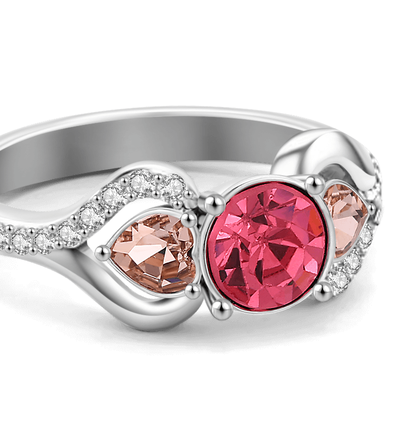 Personalized Wedding Ring Three Stone 925 Sterling Silver Birthstone Ring